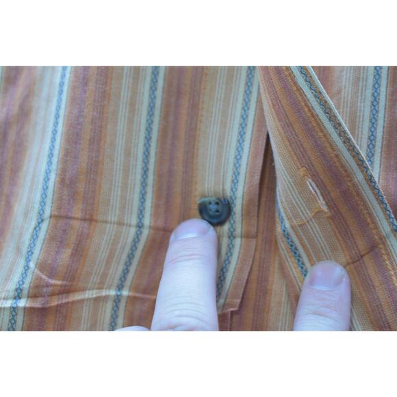 Ruff Hewn Camp Shirt Striped Long Sleeve Front Pocket Button Up Mens Size Large - Picture 7 of 11